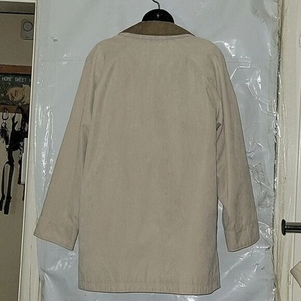 London Fog Beige‎ Microfiber Barn Coat Faux Suede Collar Jacket Mens Small Reg